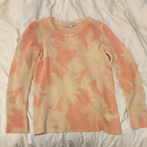 White + Warren Tie-Dye Sweater - Light Pink and Cream